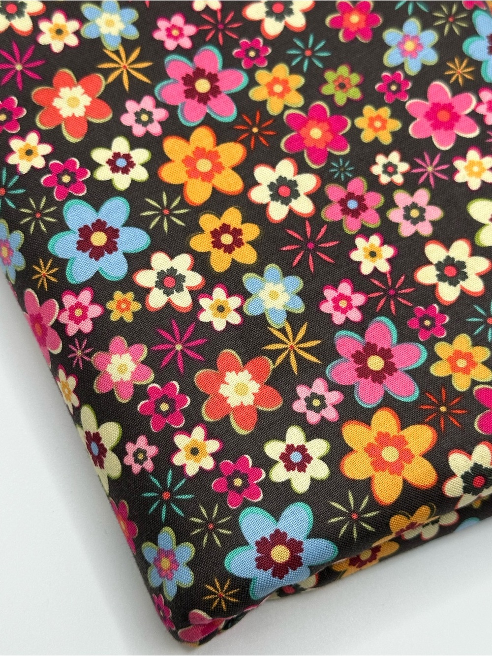 Calico Cowgirls by Poppie Cotton Multicolor Flowers on Brown